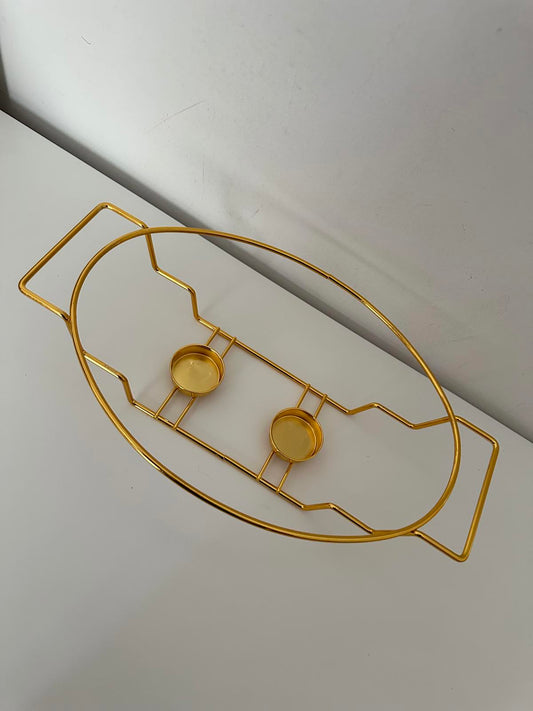 Elegant White and Gold Serving Dish with Stand