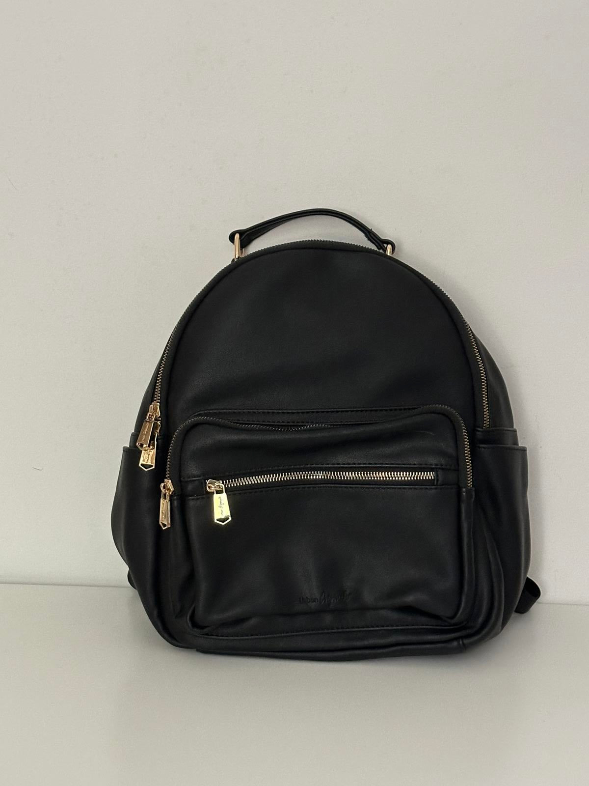 Urban Originals Black Faux Leather Backpack with Gold Hardware