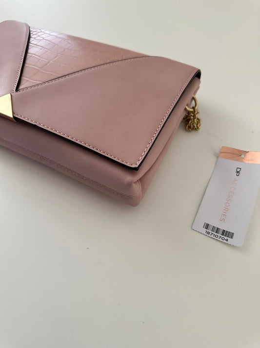 DP Accessories Pink Envelope Clutch Bag with Gold Chain Strap