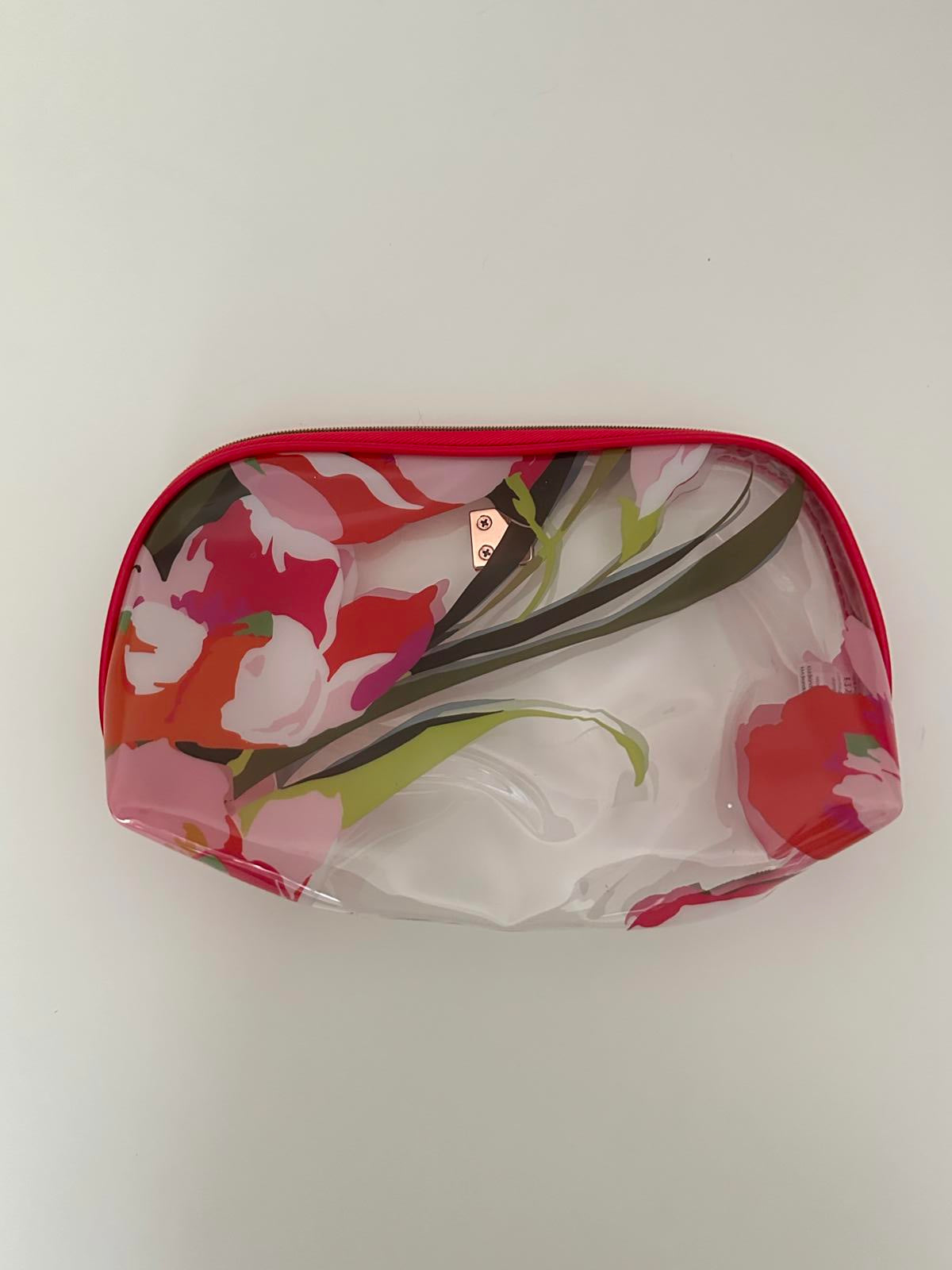 Ted Baker Clear Floral Makeup/Toiletry Bag – Rose Gold Zip