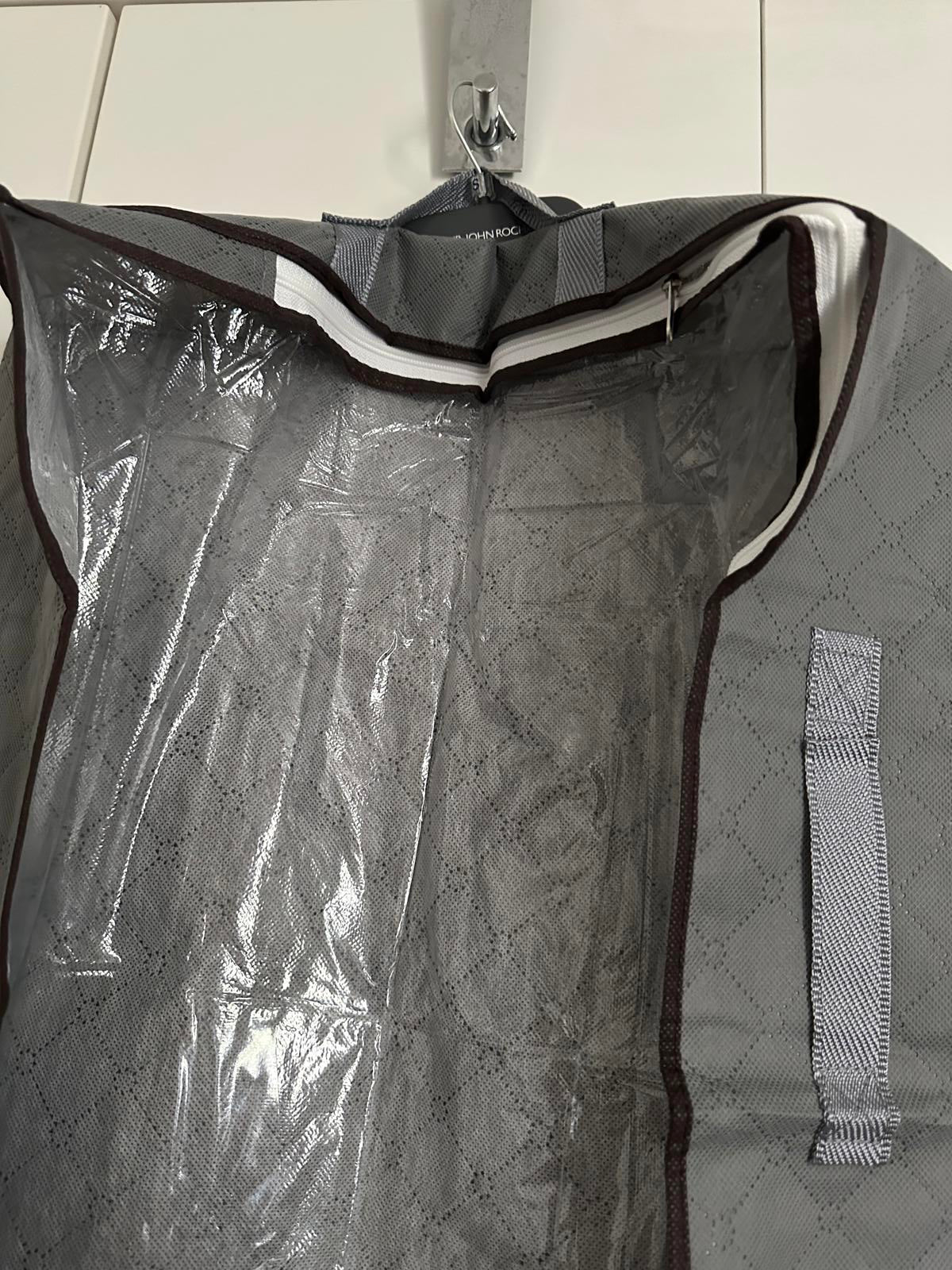 Grey Quilted Garment Clothing Storage Cover with Zipper