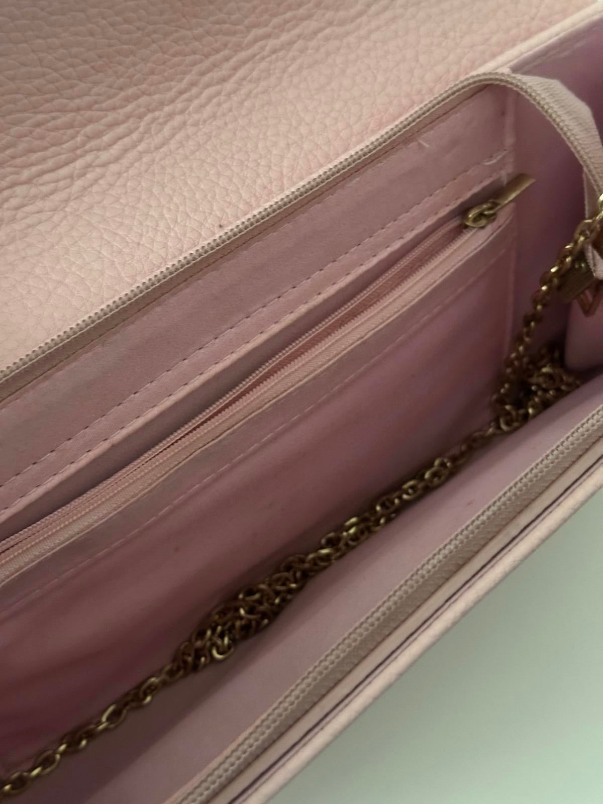 Koko Couture Pink Clutch Bag with Gold Ring Detail