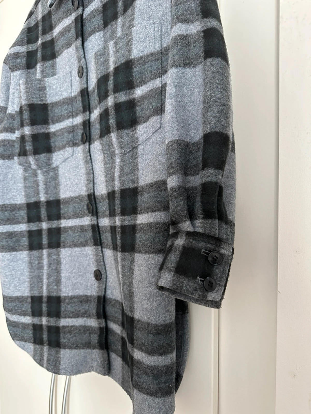 Grey and Black Plaid Flannel Shacket by H&M