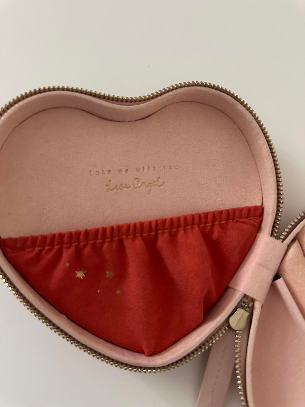 Lisa Angel Pink Heart-Shaped Travel Jewellery Case