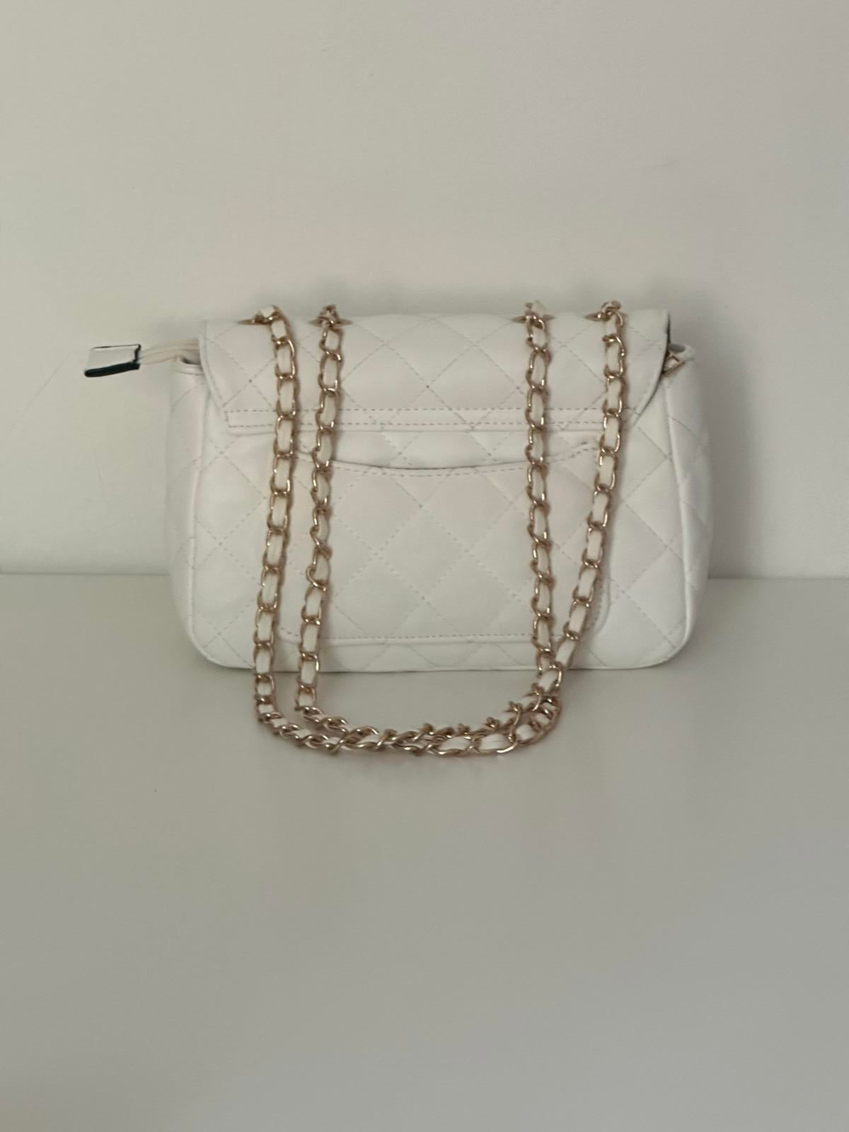 Chanel Classic Quilted White Shoulder Bag with Gold Chain Strap