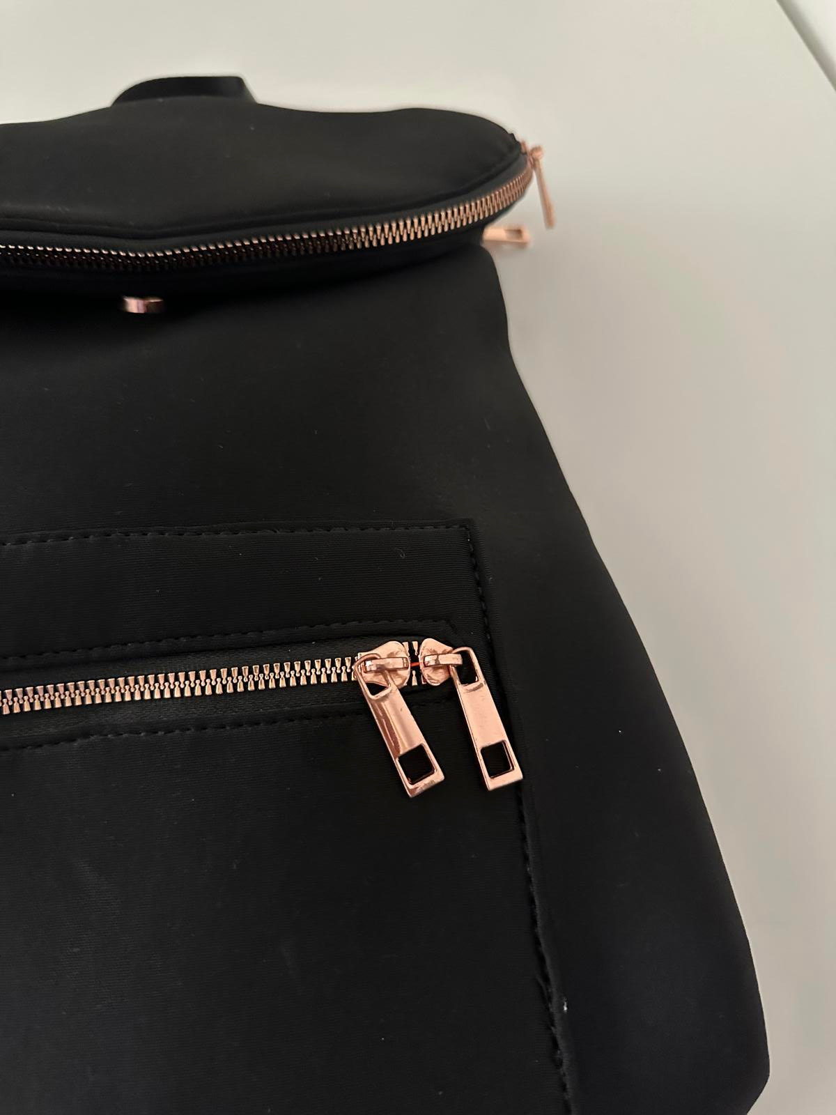 New Look Black Backpack with Rose Gold Zip Detail