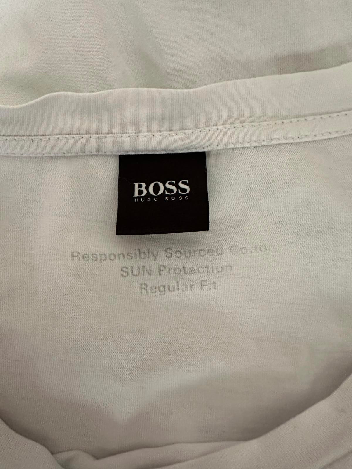 Hugo Boss White Logo Regular Fit T-Shirt – Size L