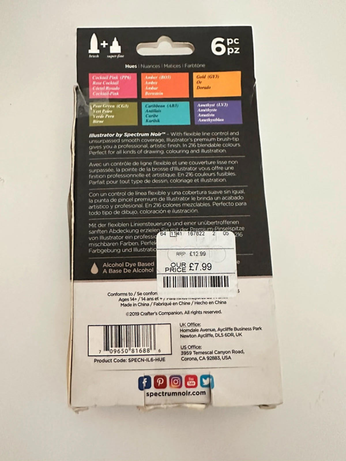 Spectrum Noir Illustrator Dual-Tip Brush Markers - 6 Pack