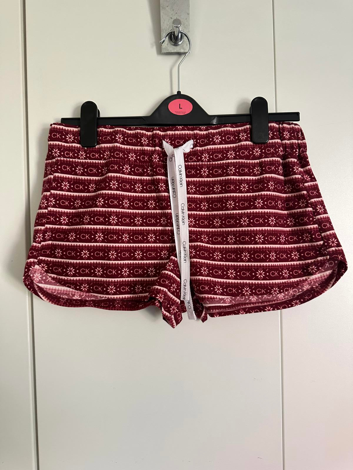 Calvin Klein Women's Festive Print Sleep Shorts – Red & White