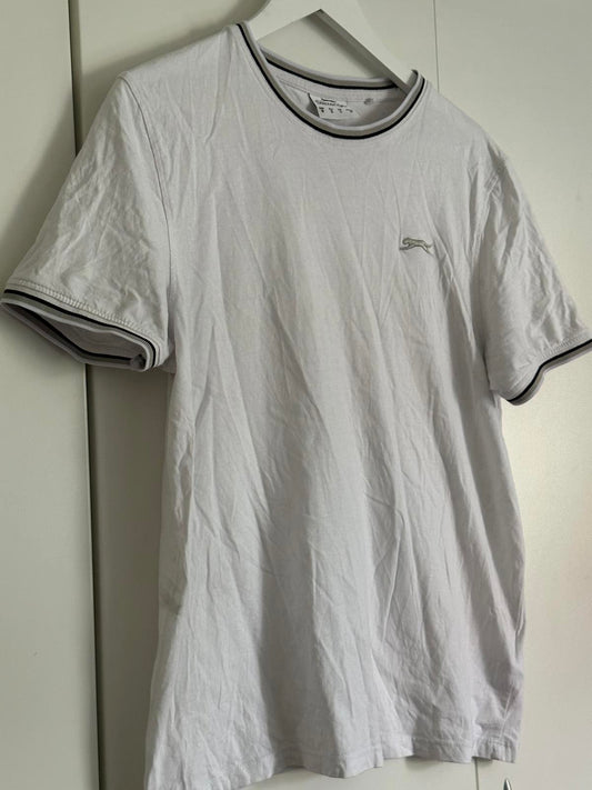 Slazenger White Crew Neck T-Shirt with Contrast Trim – Size S