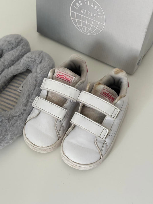 Adidas Advantage Trainers & Next Fluffy Slippers Bundle – Kids Shoes