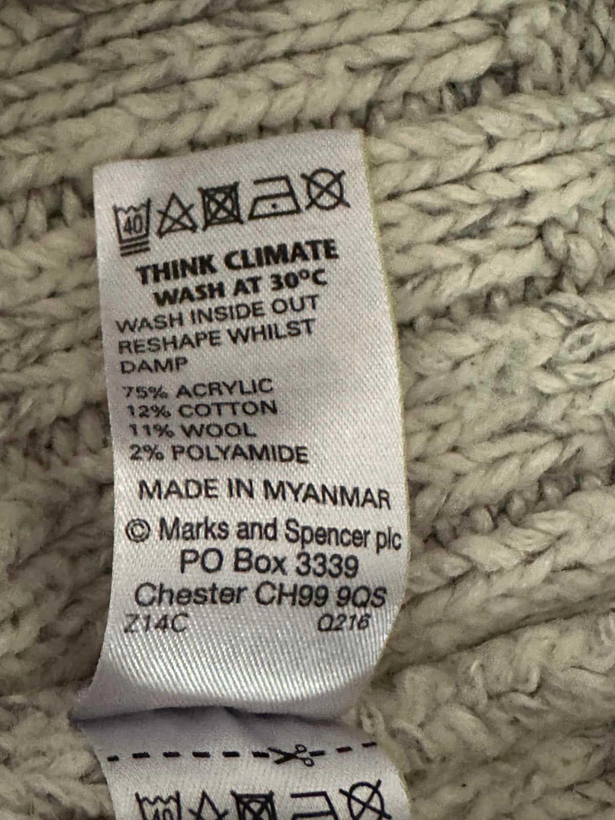 M&S Collection Winter White Half Zip Knit Jumper – Small