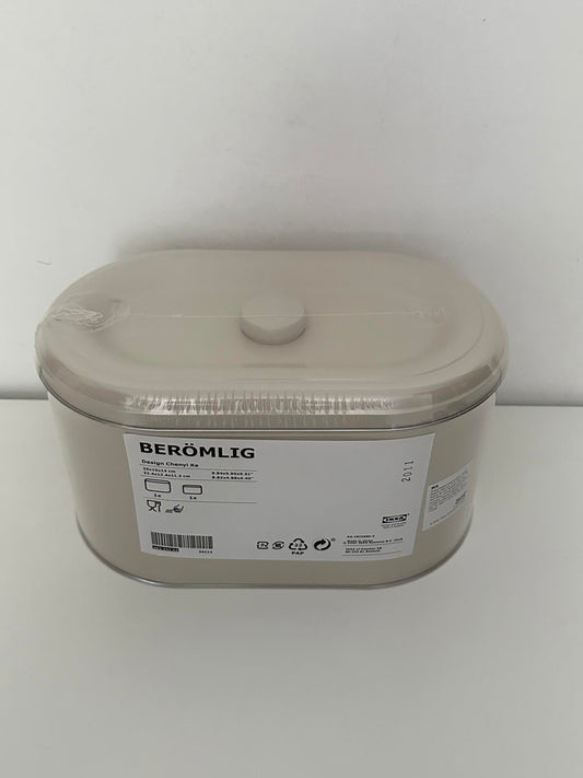 IKEA BERÖMLIG Beige Storage Tin – Modern Metal Kitchen/Household Box