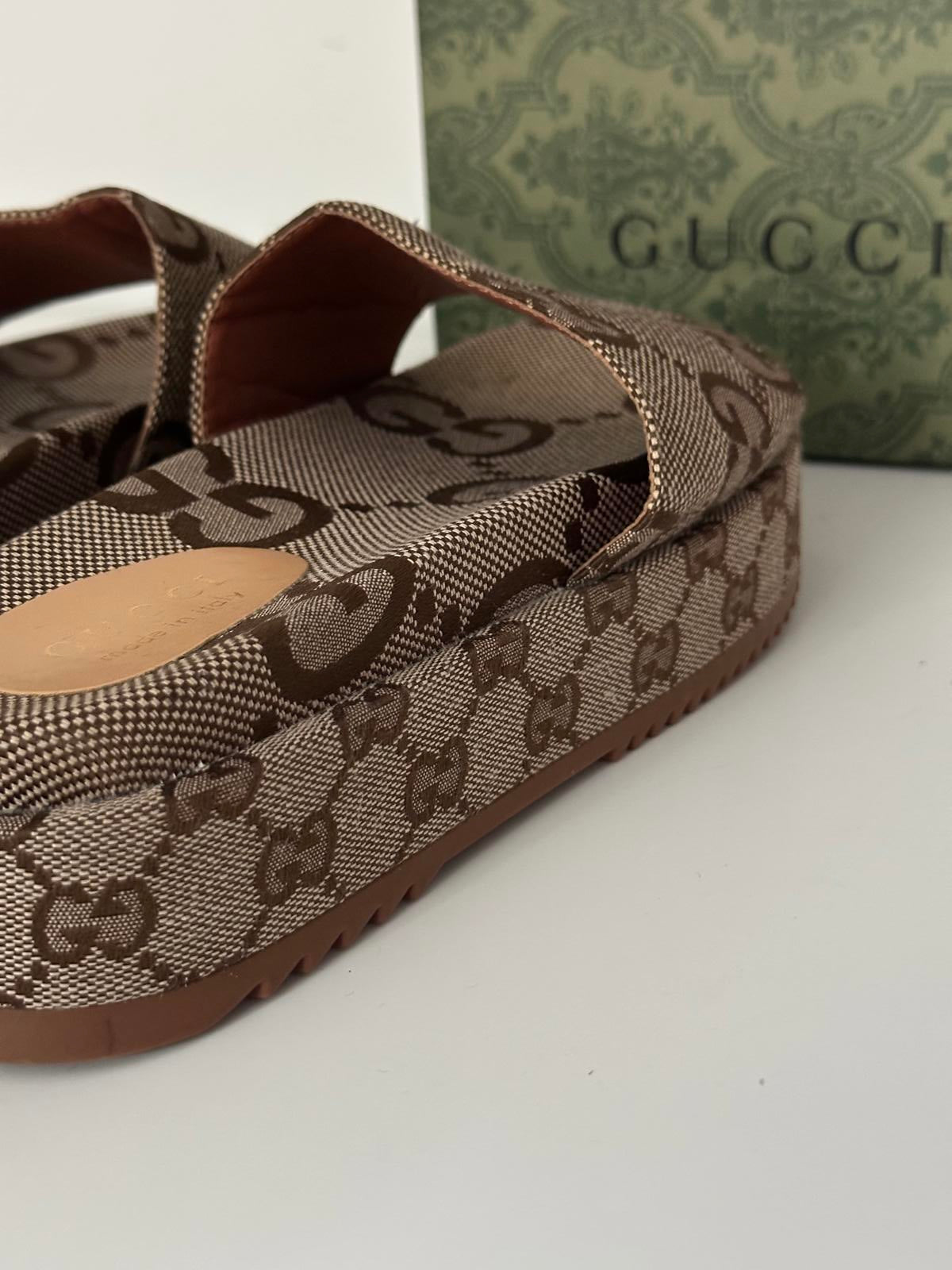 Gucci GG Canvas Platform Slides – Brown Monogram
