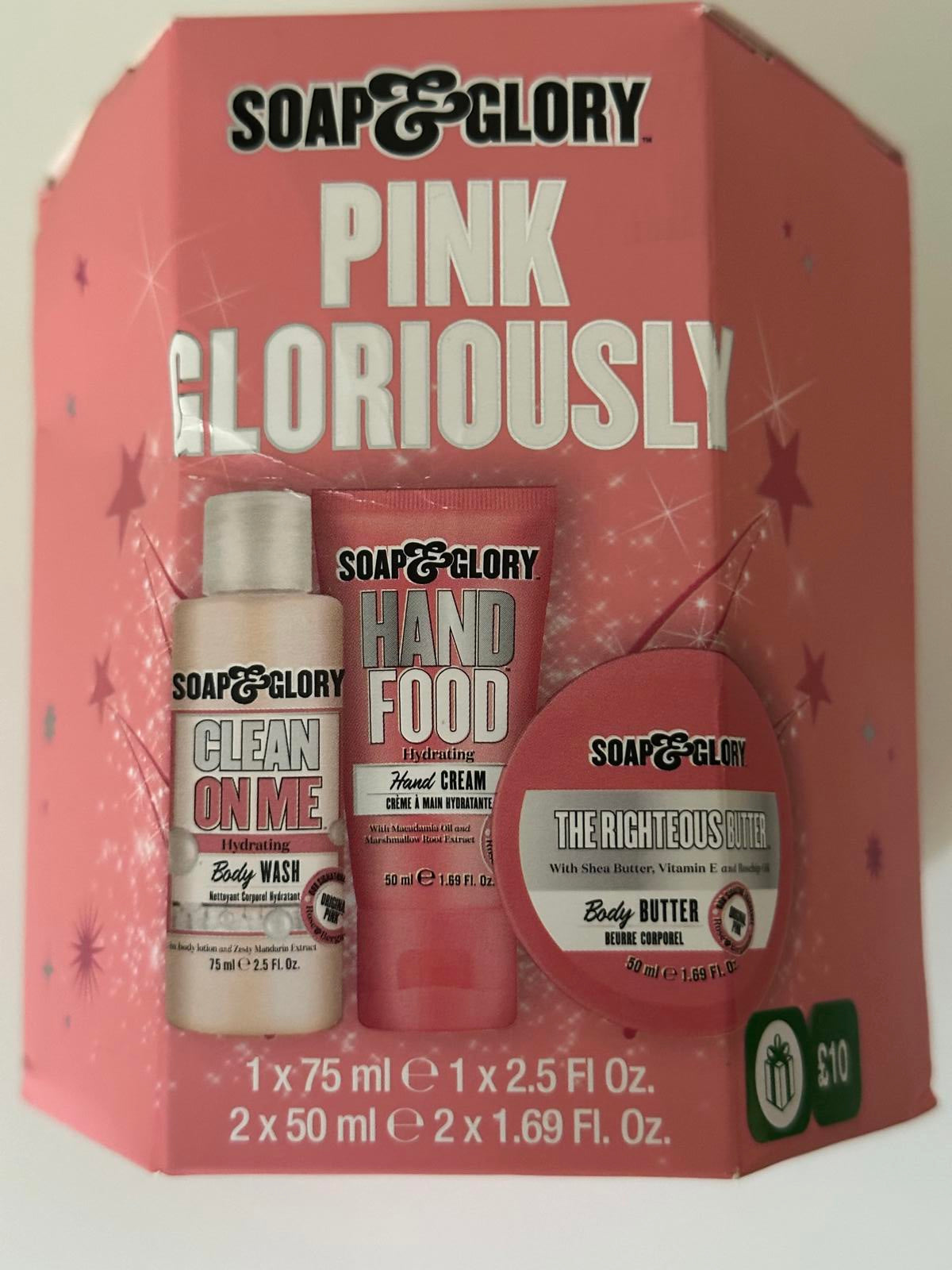 Soap & Glory Pink Gloriously Gift Set – Body Wash, Body Butter & Hand Cream Trio