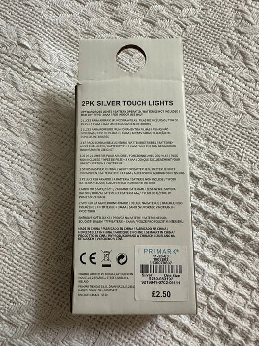 2PK Silver Touch Lights - Indoor Lighting by Primark Home