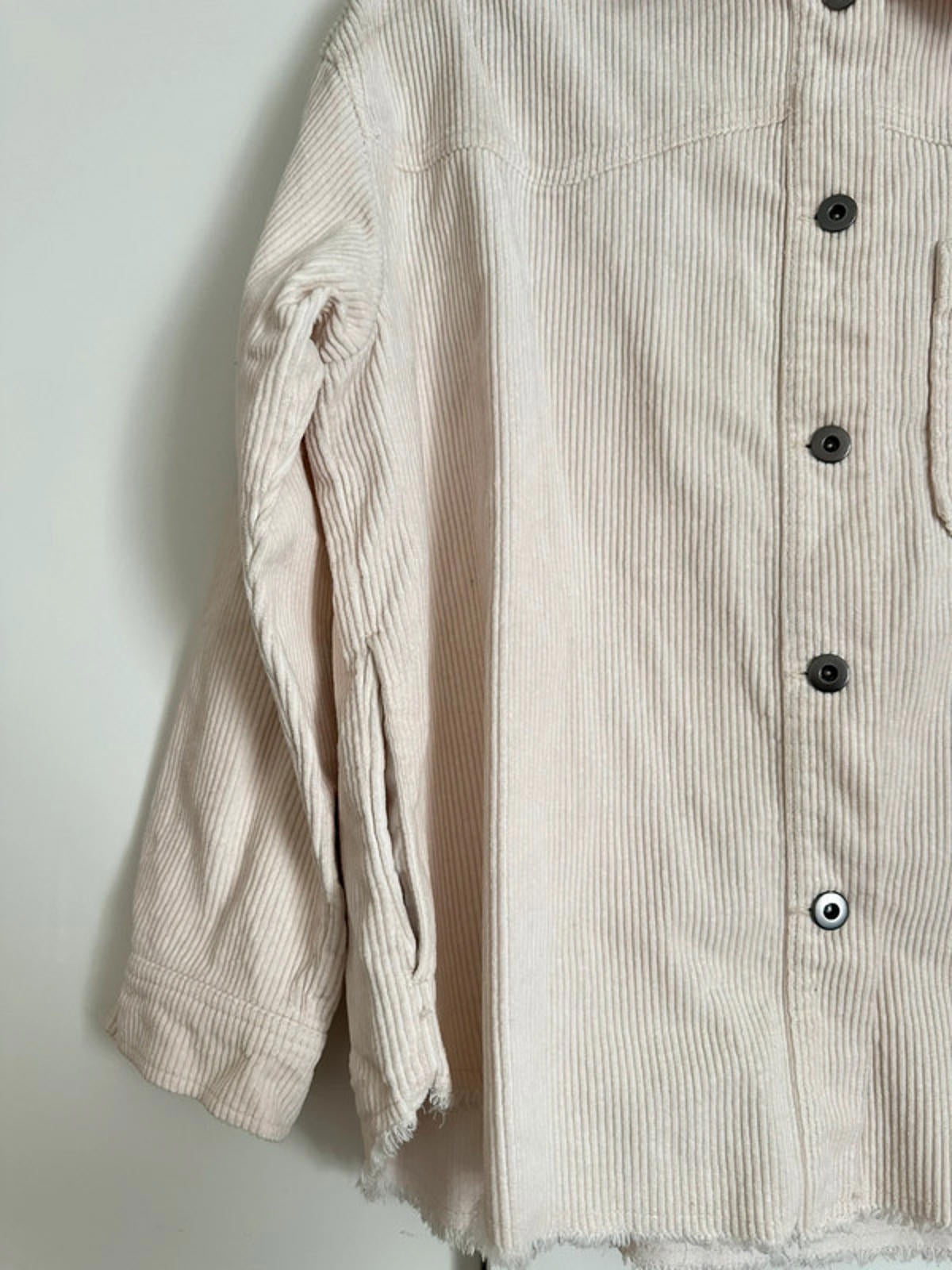 Zara Corduroy Button-Up Shirt - Soft Cream Hue