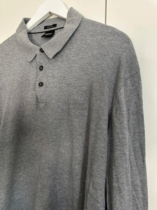 Hugo Boss Long Sleeve Polo Shirt Grey XXL