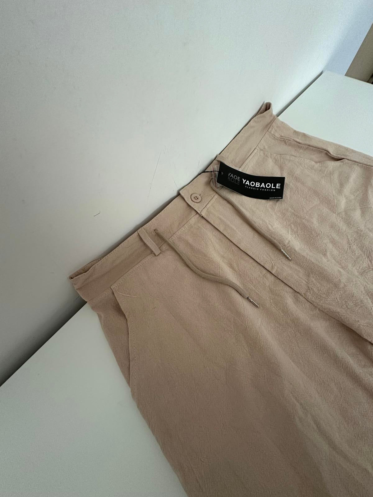 YAOBAOLE Classic Beige Shorts – Cotton & Linen Blend