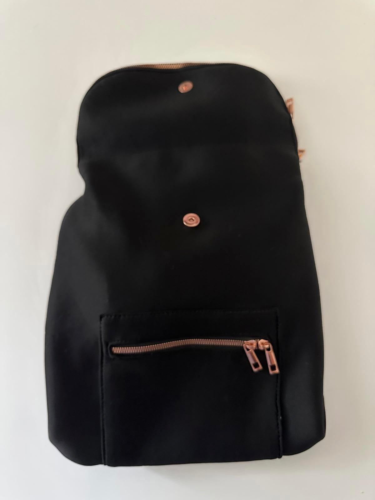 New Look Black Backpack with Rose Gold Zip Detail
