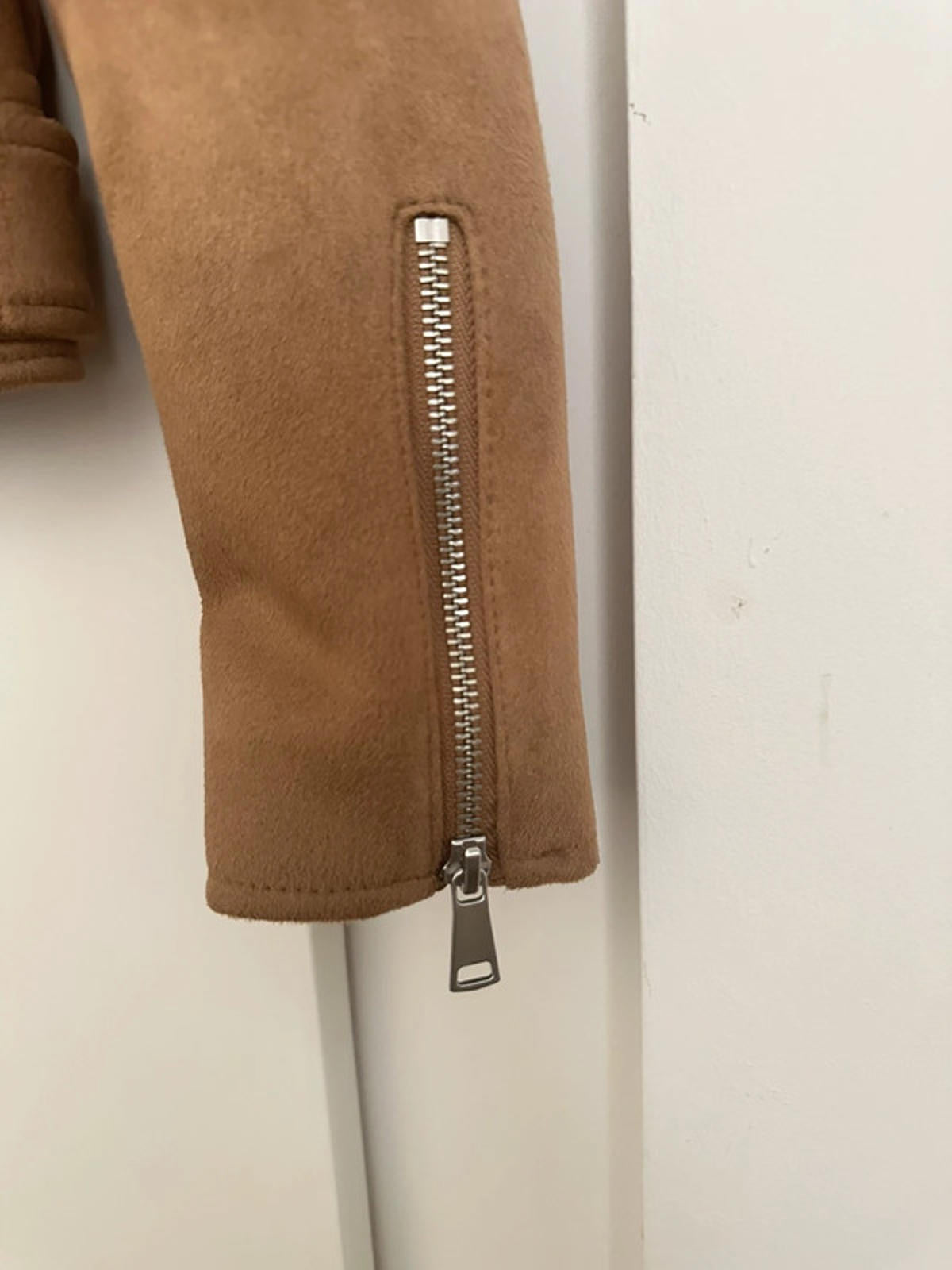 Stylish Tan Suede Biker Jacket