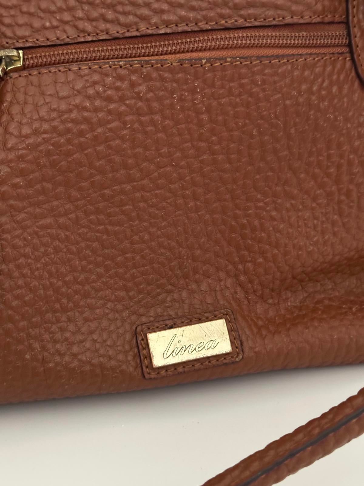 Linea Structured Pebbled Leather Handbag – Brown