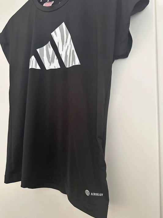 Adidas Aerolady Black T-Shirt with Zebra Print