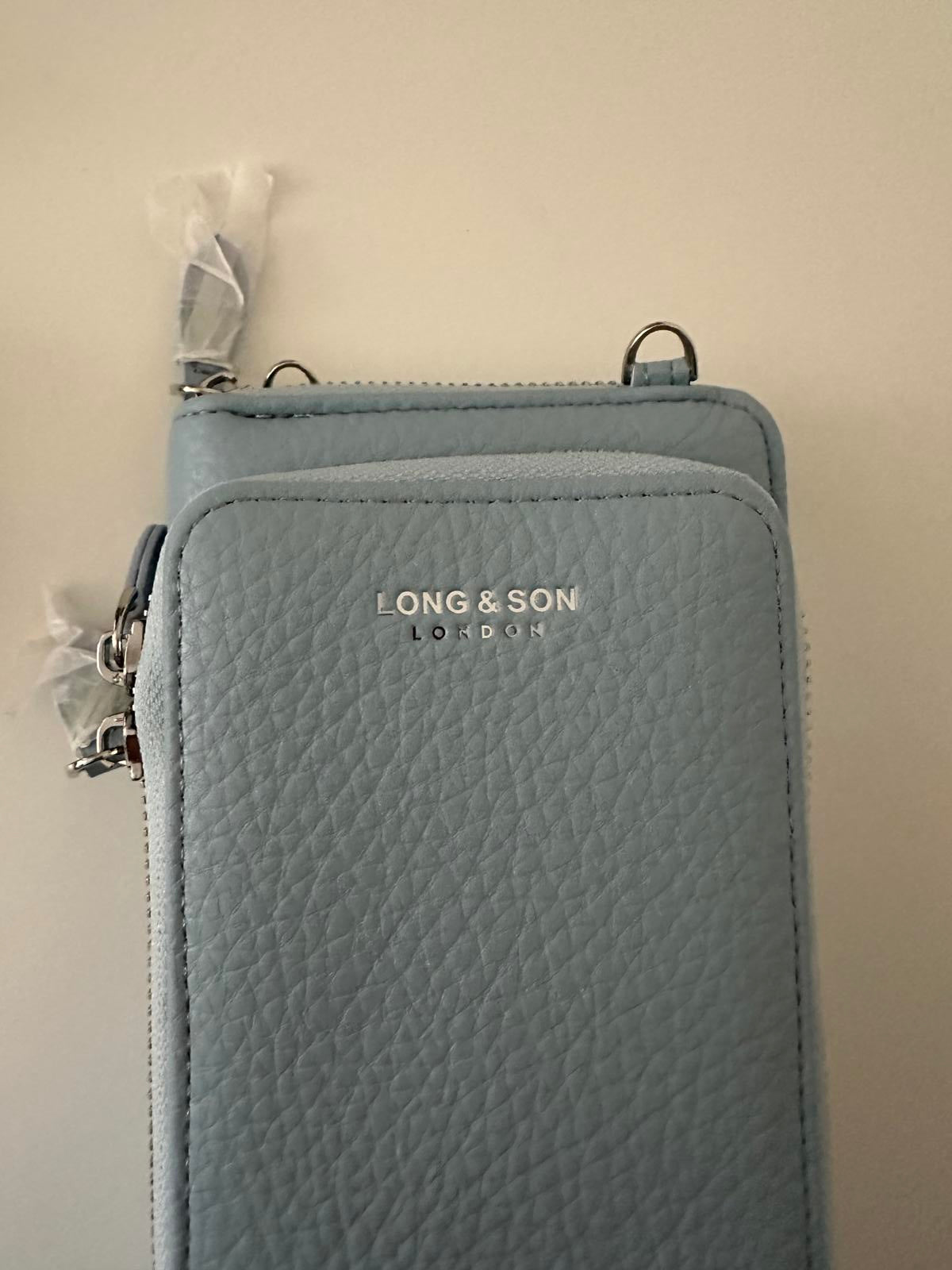 Long & Son Crossbody Bag with Wide Strap + Coin Pouch – Baby Blue