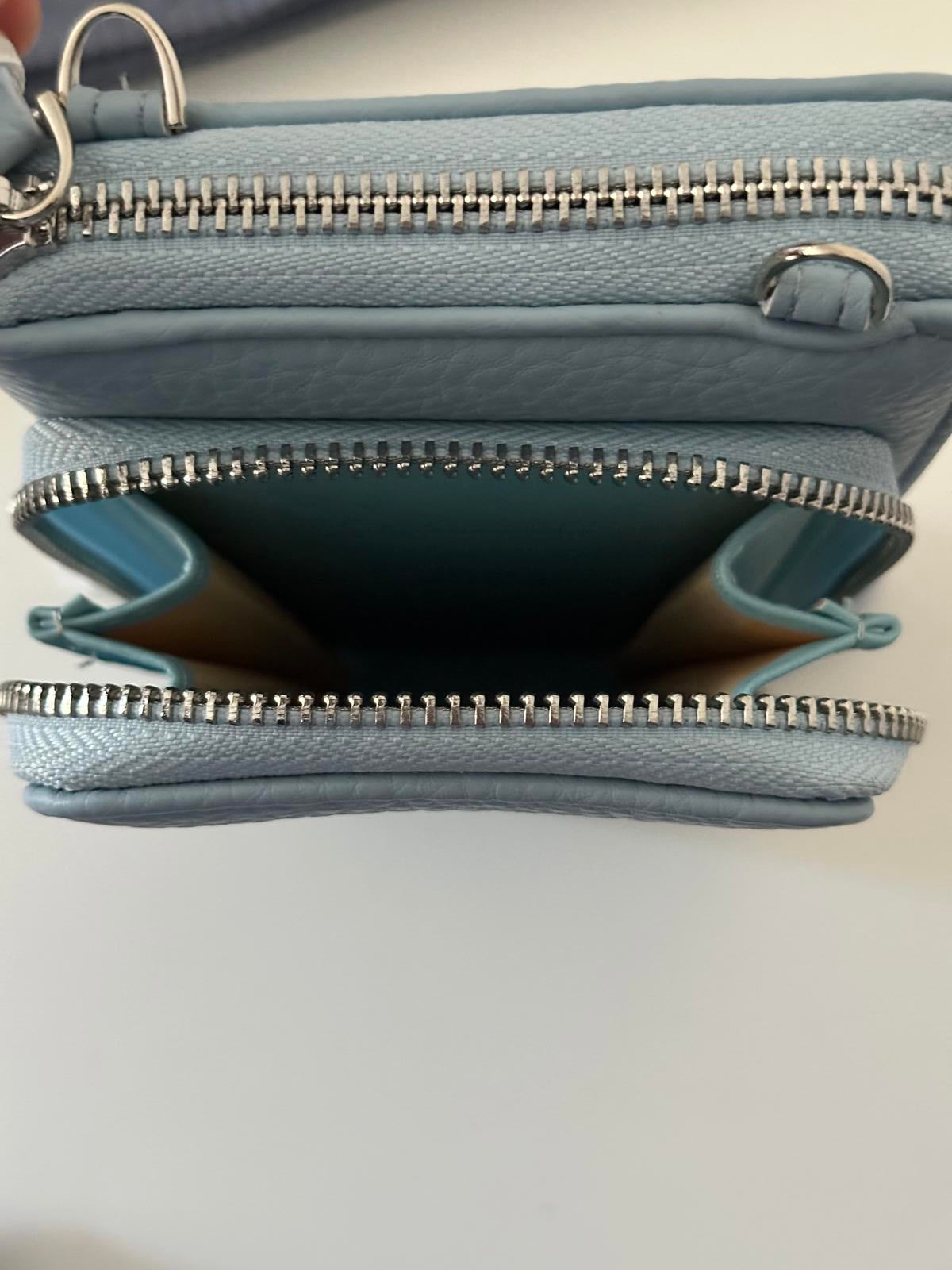 Long & Son Crossbody Bag with Wide Strap + Coin Pouch – Baby Blue