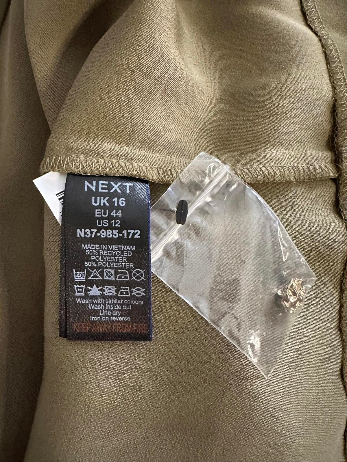 Next Khaki Green Button Front Dress – Fuller Bust, Long Sleeve, Elegant Fit