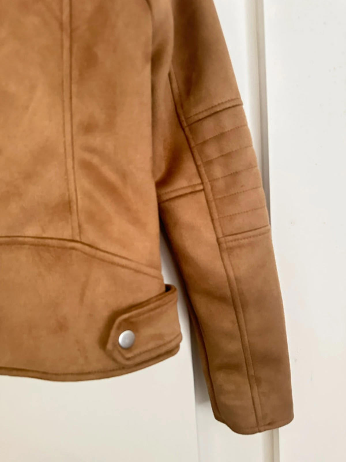 Stylish Tan Suede Biker Jacket