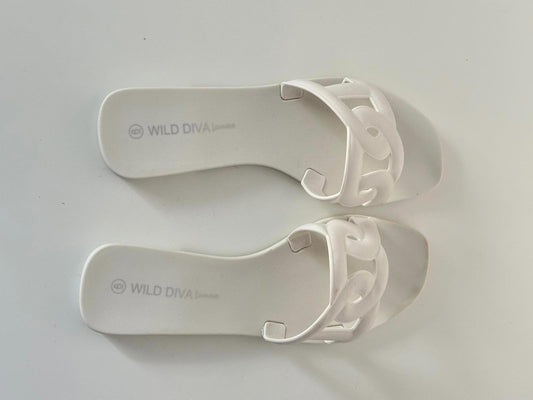 Wild Diva London White Slip-On Sandals – Size UK 4 / EU 37