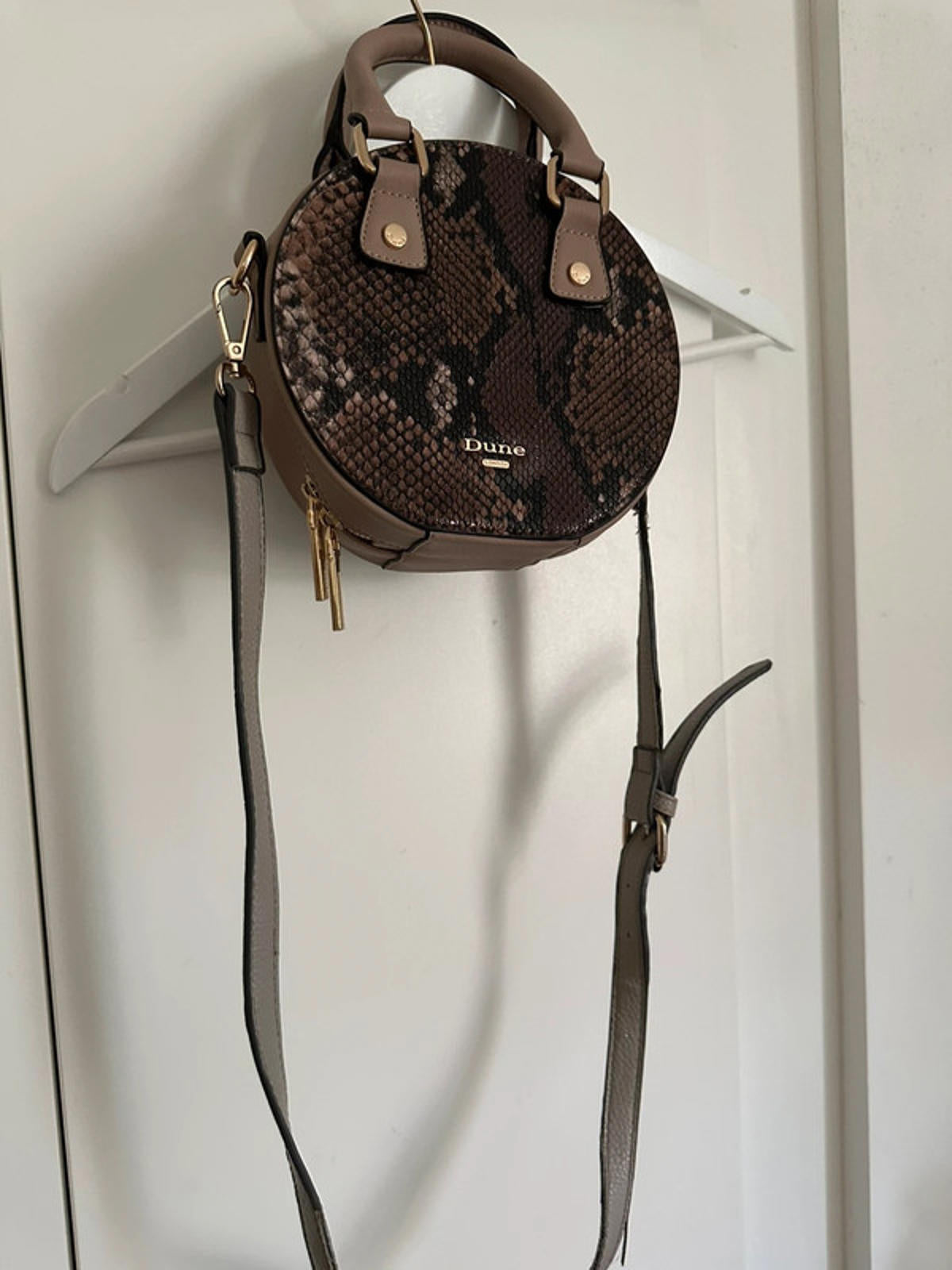 Dune London Snakeskin Round Crossbody Bag