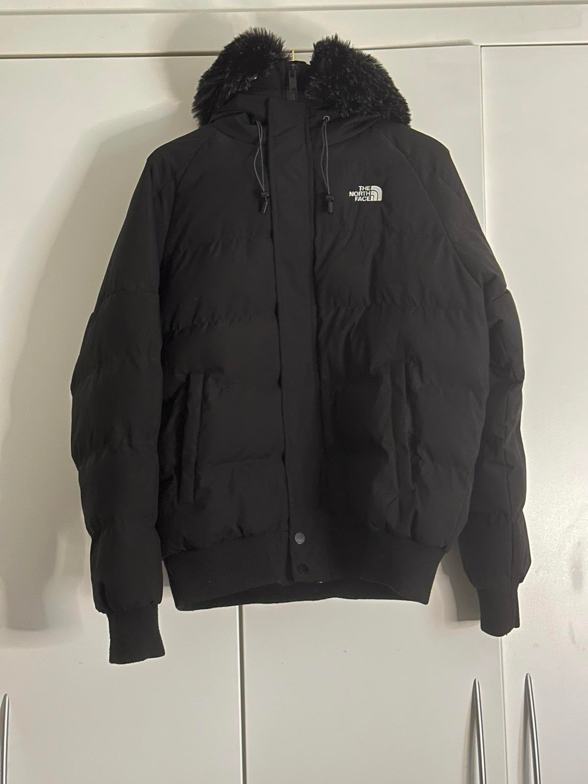 The North Face Black Puffer Jacket with Faux Fur Hood – Size L