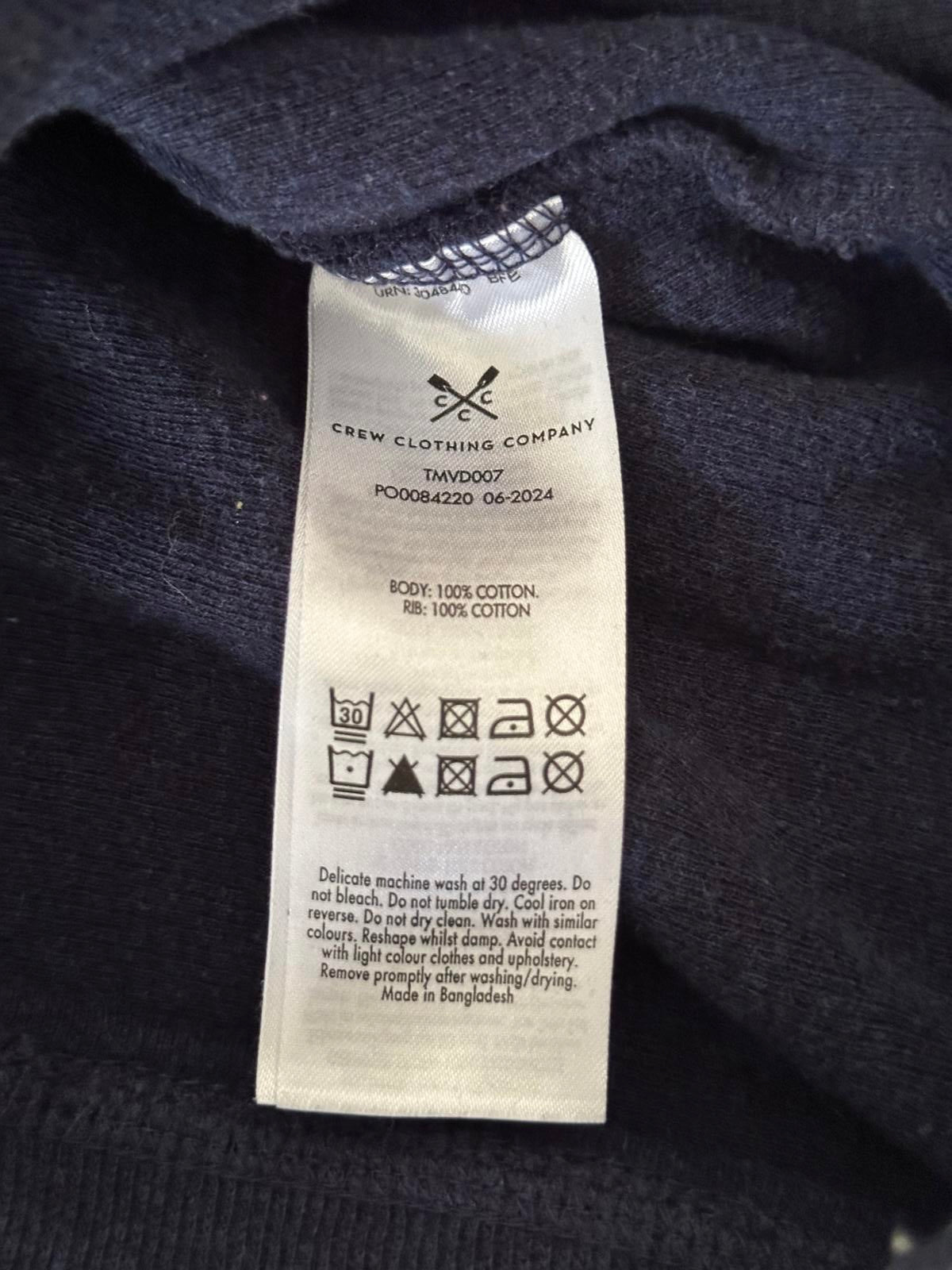 Crew Clothing Company Navy Half Zip Sweatshirt – 100% Cotton, Size M