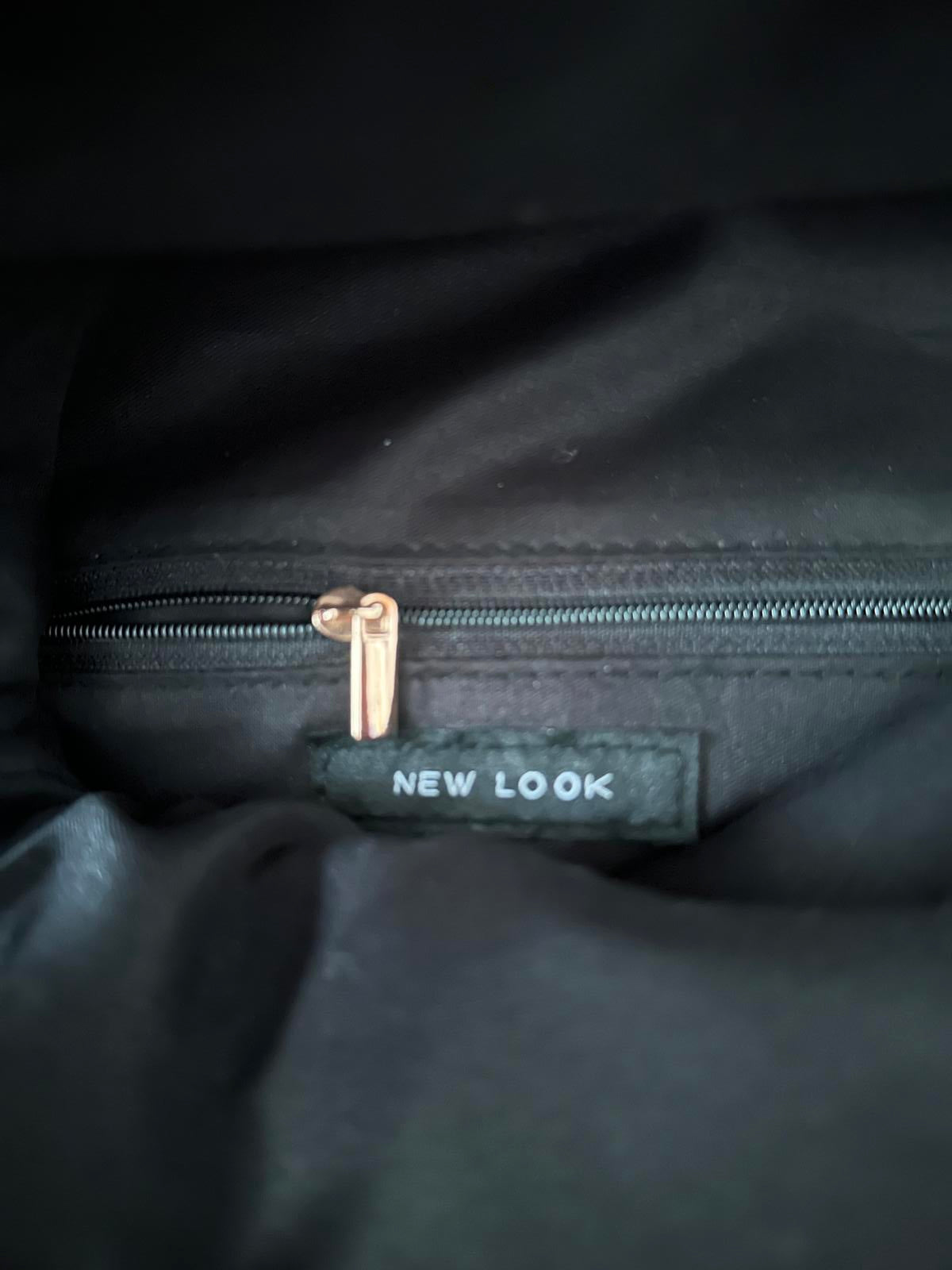 New Look Black Backpack with Rose Gold Zip Detail