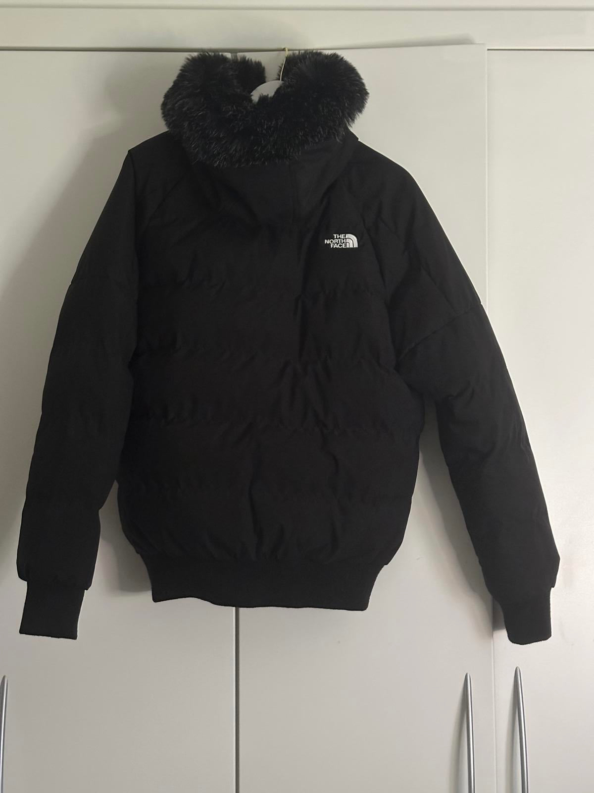 The North Face Black Puffer Jacket with Faux Fur Hood – Size L