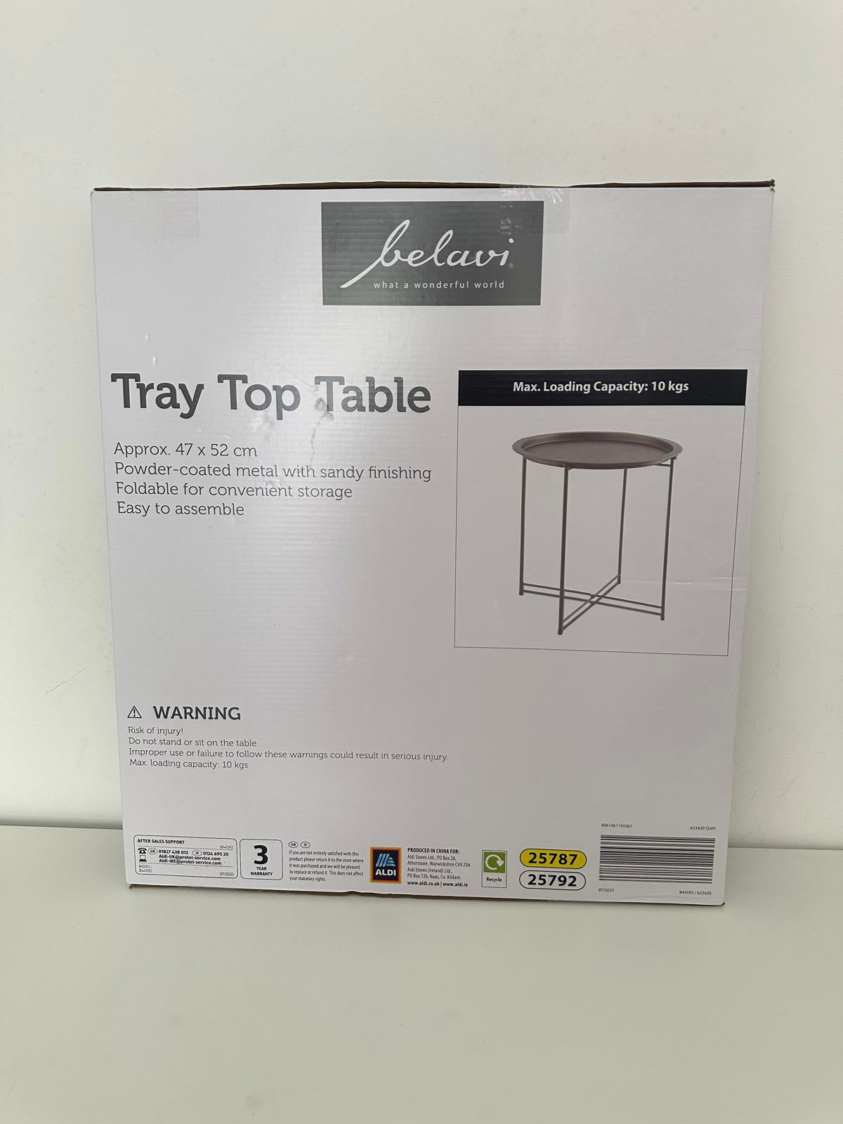 Belavi Grey Tray Top Table – Foldable & Stylish Metal Side Table