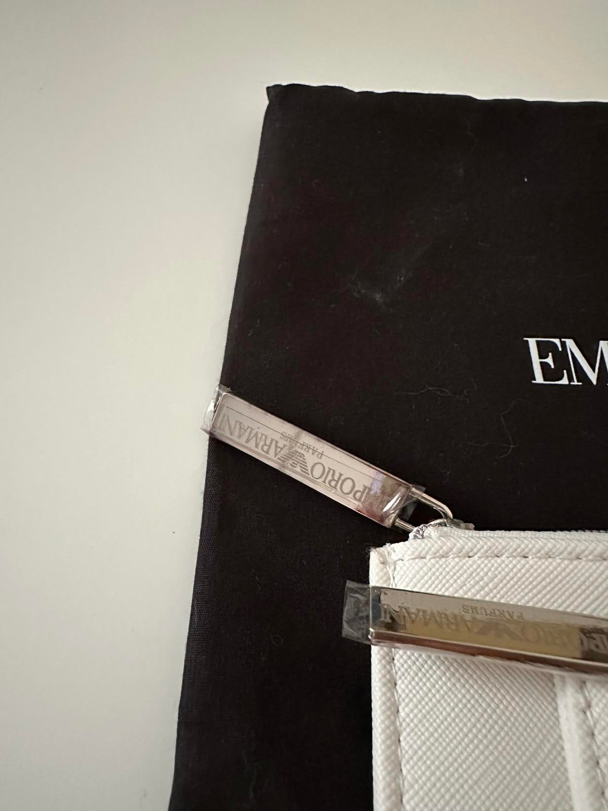 Emporio Armani White Cosmetic Pouch with Detachable Front Pocket & Dust Bag