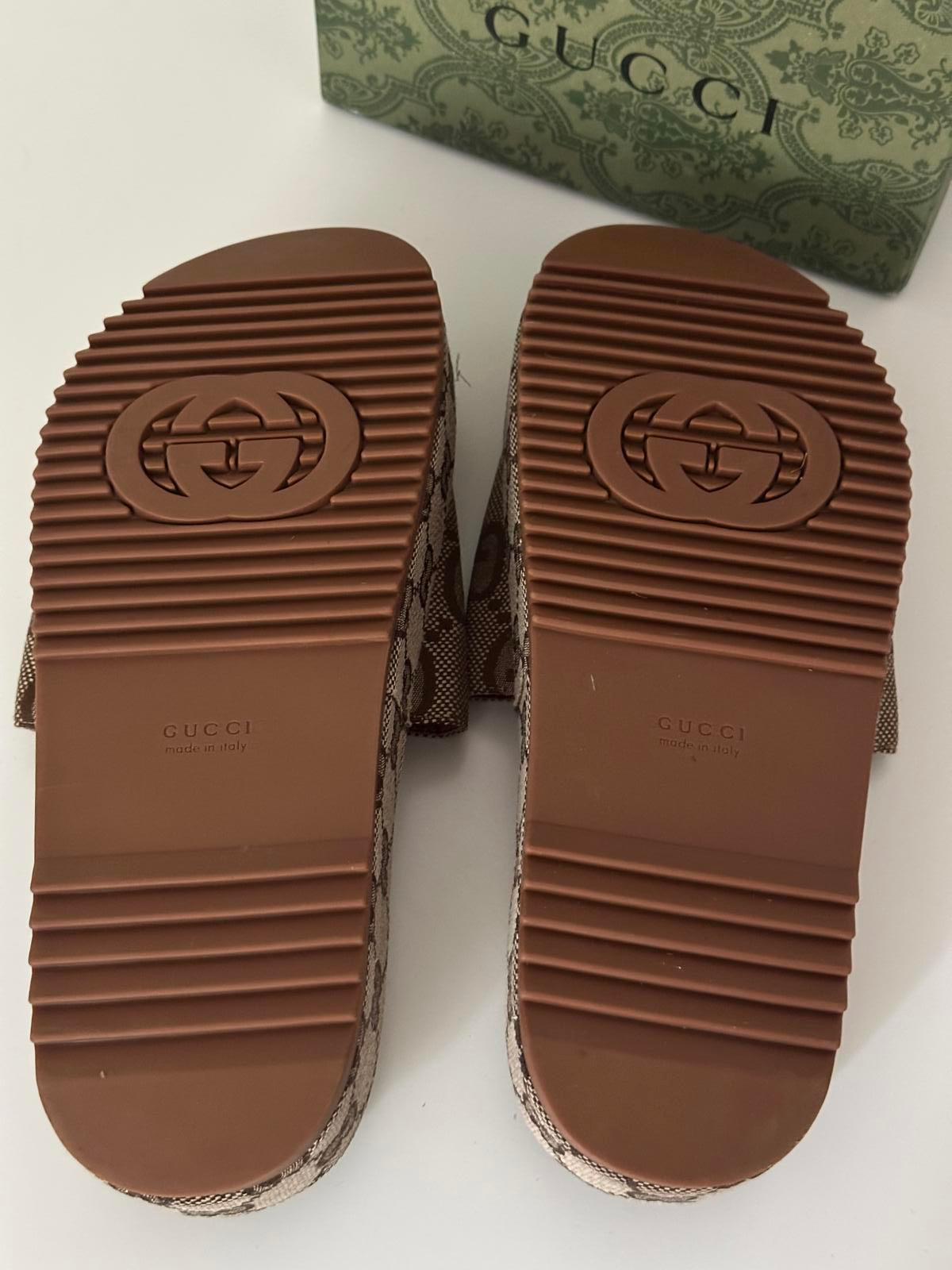 Gucci GG Canvas Platform Slides – Brown Monogram