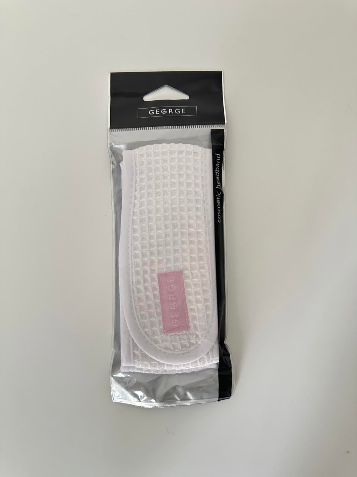 George White Cosmetic Headband – Waffle Weave, Adjustable Velcro