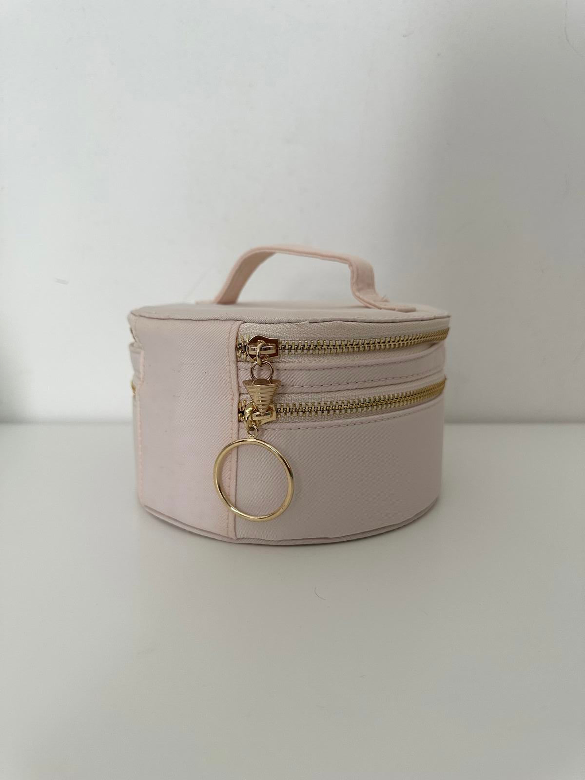 Chic Pink Cosmetic Case with Double Zipper