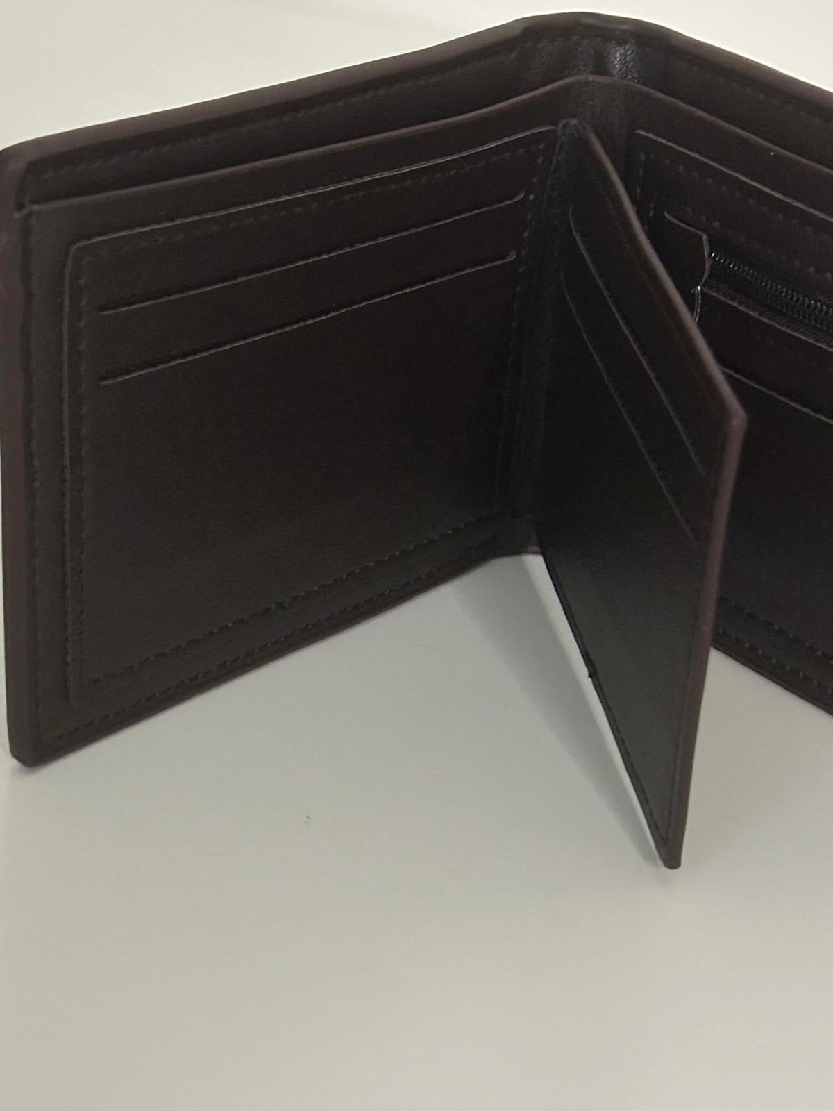 Brown Monogram Bi-Fold Wallet β Multiple Card Slots & Coin Pocket
