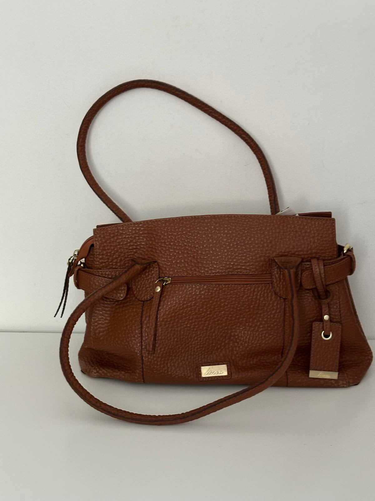 Linea Structured Pebbled Leather Handbag – Brown