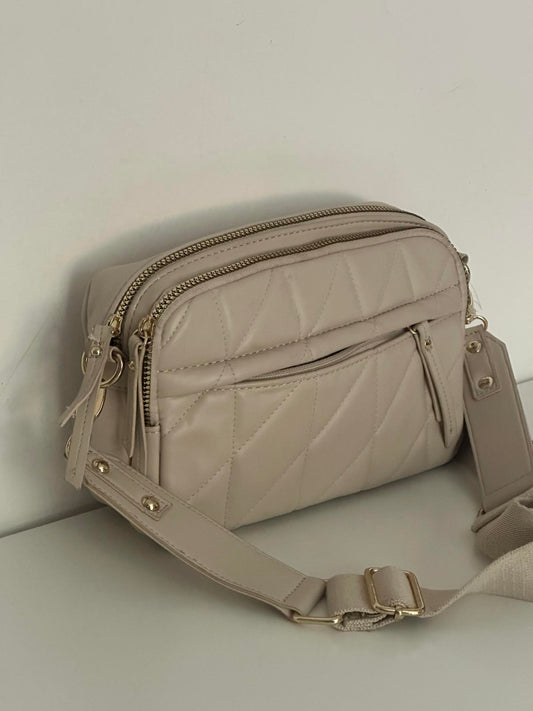 Primark Beige Quilted Crossbody Bag with Wide Strap