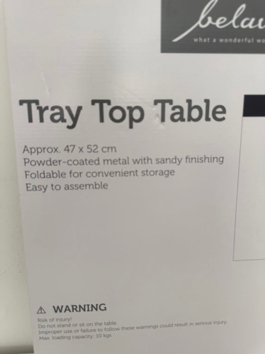 Belavi Grey Tray Top Table – Foldable & Stylish Metal Side Table