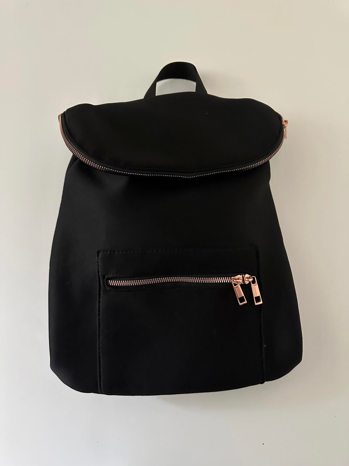New Look Black Backpack with Rose Gold Zip Detail