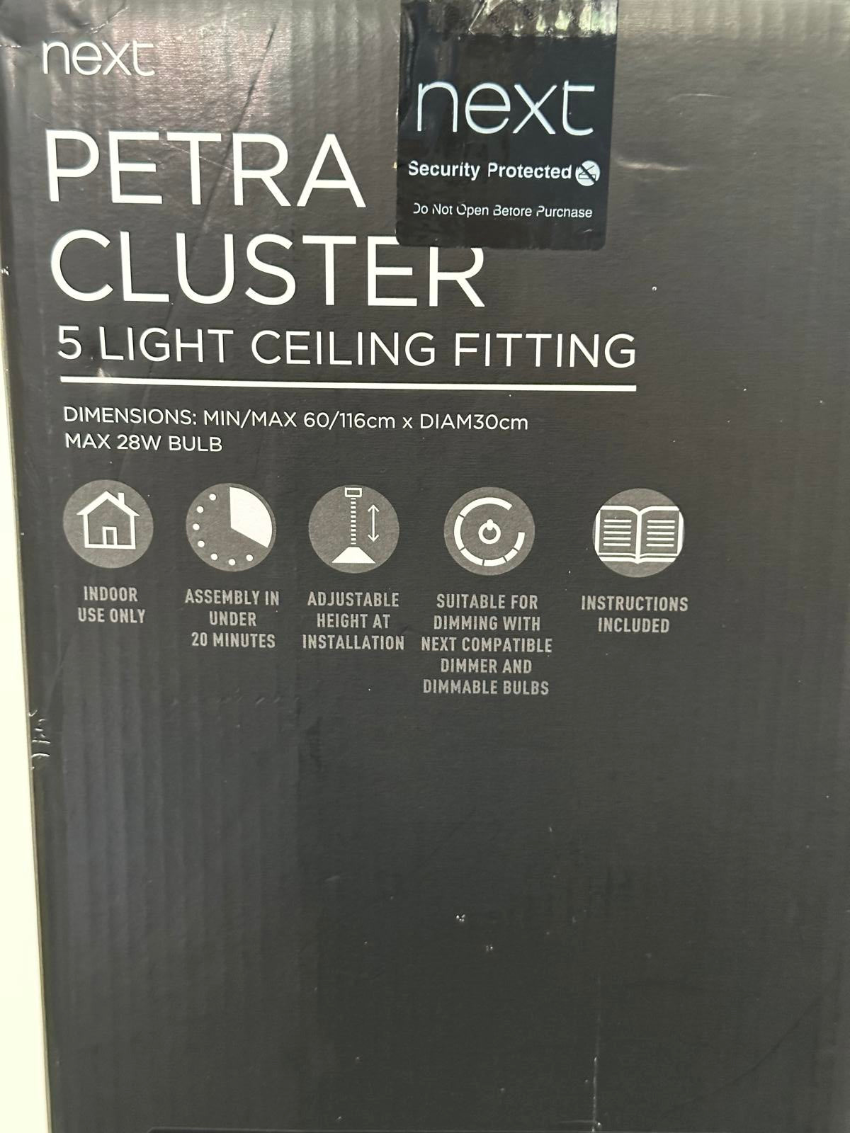 Next Petra Cluster 5 Light Ceiling Fitting – Gold Mercury Finish