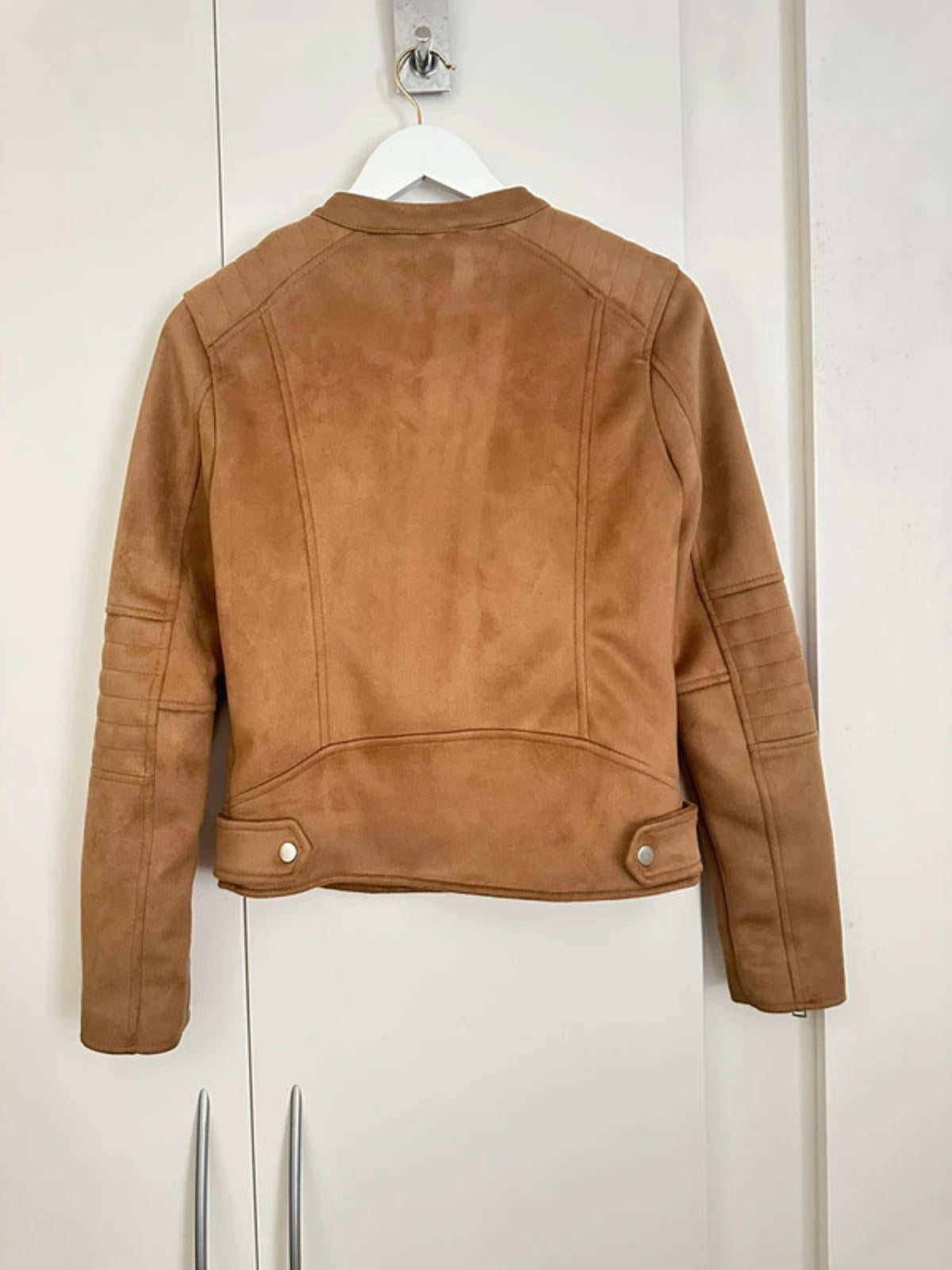 Stylish Tan Suede Biker Jacket