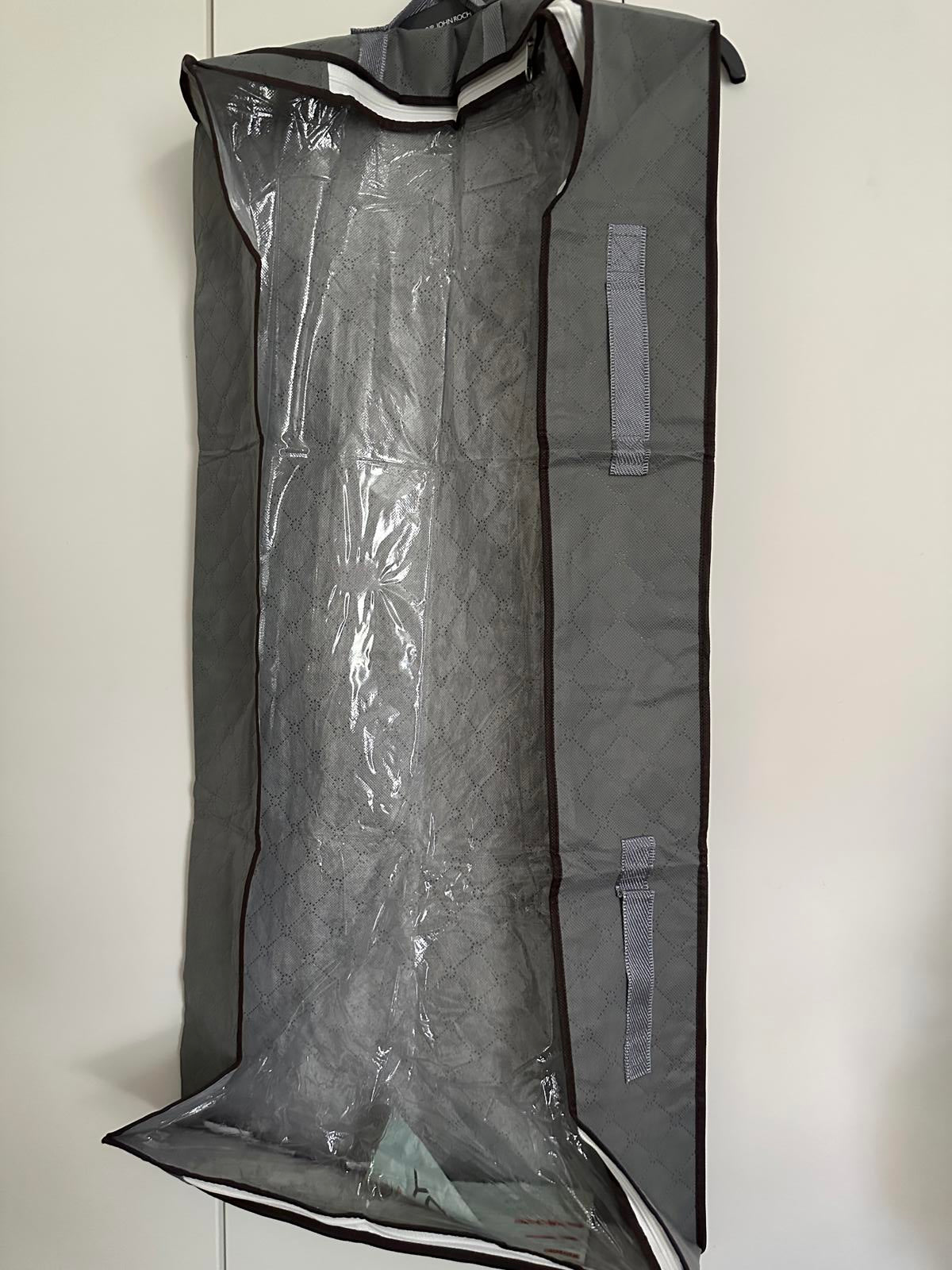Grey Quilted Garment Clothing Storage Cover with Zipper
